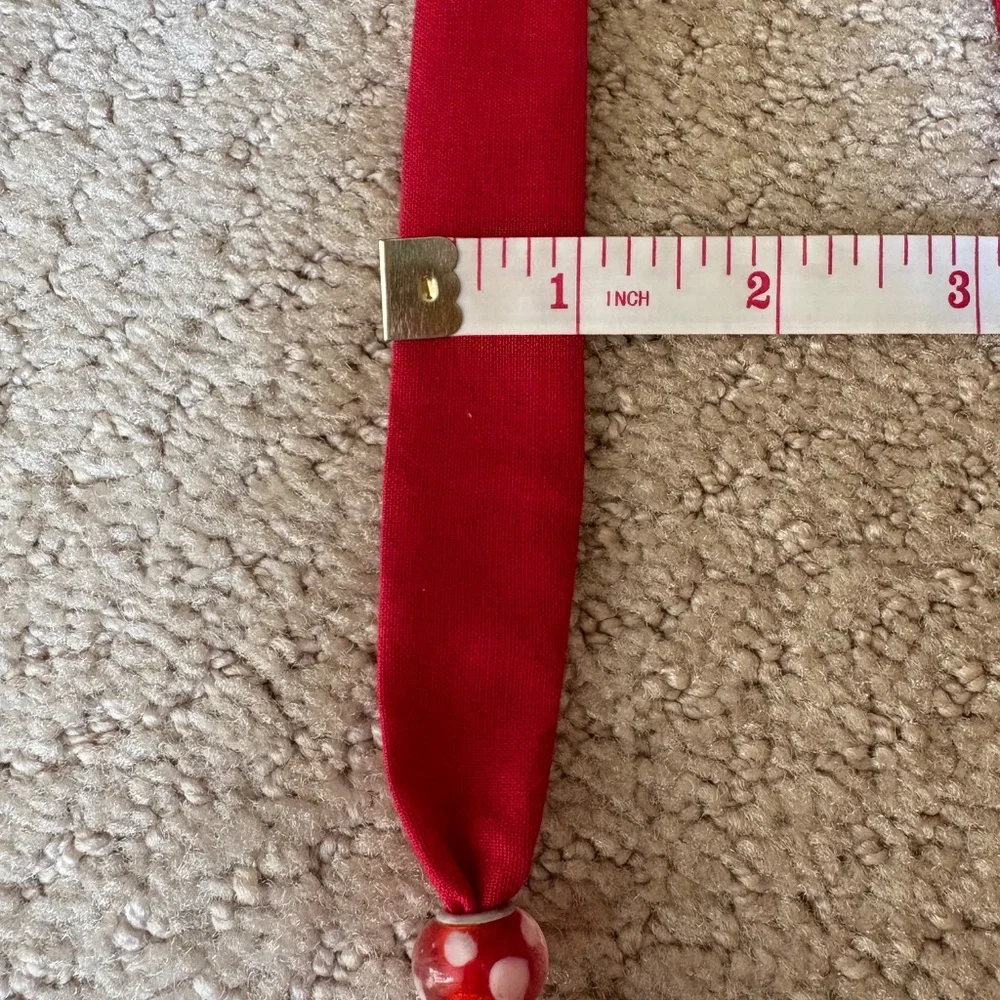 necklace red beaded fabric adjustable self-tie
